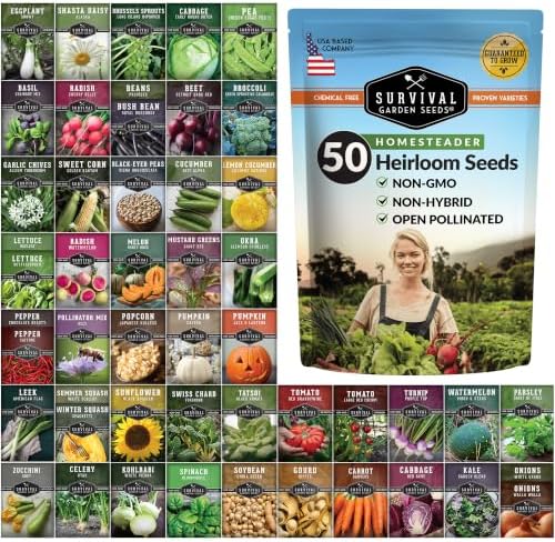 Homesteader 50 Pack Seed Vault for Planting Victory Gardens by SurvivalGardenSeeds