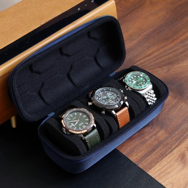 watch box organizer for men or Women 3 watch travel case Portable Storage watch display holder for Wristwatches and Smart Watches up to 61mm - Image 2