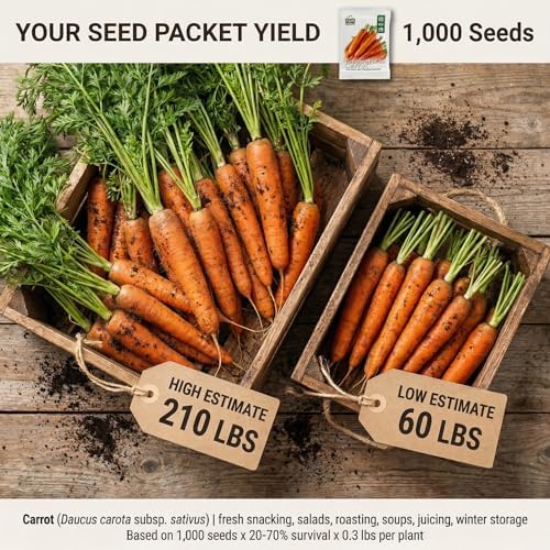 1000 Imperator 58 Carrot Seeds for Planting - Long Sweet Crisp Heirloom, Non-GMO, USA Grown by RDR Seeds - Image 2