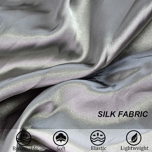 Silk Bonnet for Sleeping Satin Bonnets Double Layer Reversible Hair Cap Bonnet for Women Long Curly Braid Hair (Charcoal) - Image 4