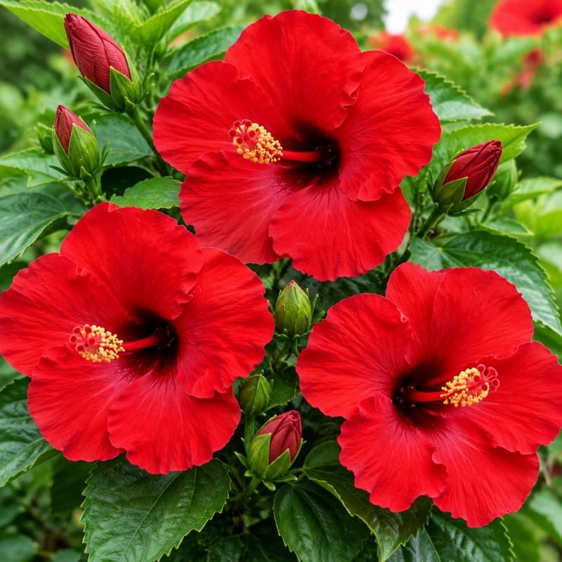 3 Hardy Hibiscus Live Plants, Flowering Shrub, Red Blooms, 4-7" - Image 6