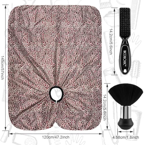 NICEMOVIC Hair Cutting Barber Cape with Neck Duster Brush and Barber Brush, Professional Barber Accessories Cleaning Supplies for Salon Haircut Styling- Leopard Print - Image 2