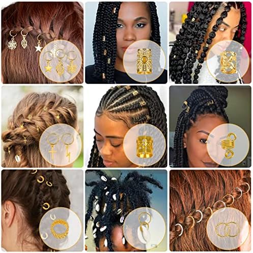 Lucomb 259 Pcs Hair Jewelry, Hair Accessories for Braids Gold Loc Jewelry for Hairs Dreadlocks Braid Jewelrys Hairs Cuffs Clips Dreadlock Accessories for Women's Loc Charms Rings Decoration - Image 4