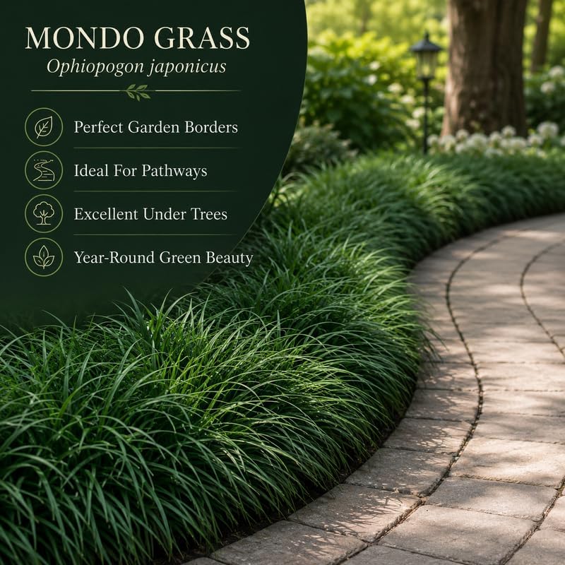 4 Mondo Grass Plants Live, 4-8" Tall, Non GMO Ornamental Grass Live Plant, Drought Tolerent, High-Density Ground Cover for Shaded Backyard & Patio Pathway - Image 2