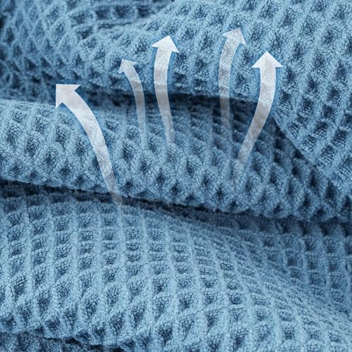 Microfiber Waffle Face Towels, 4 Pieces, Soft, Absorbent, Fast Drying, Lint Free 430 GSM (Blue) - Image 2
