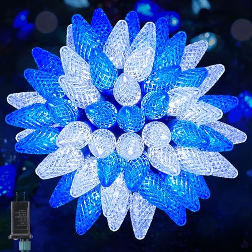 88FT 110 LED C9 Christmas Lights Outdoor Blue White Christmas Outdoor Light by Minetom