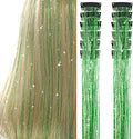 Hair Tinsel Pack of 12 Pcs Clip in Hair Tinsel 20 Inch Glitter Green Tinsel Hair Extensions, Festival Tinsel Fairy Hair Party Dazzle Hair Accessories Strands Kit(12Pcs,Fruit green#) by Umylar