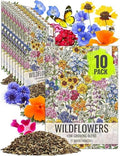 Seed Needs Low Growing Wildflower Flower Seeds for Planting | 10 Packs (1 Ounce Each) Mixture/Blend 17 Varieties | Resealable Package Multicolored Blooms Open Pollinated Mixed Species | Bulk by SeedNeeds