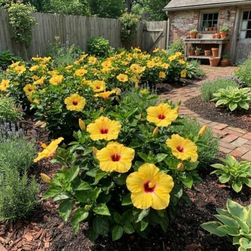 4 Yellow Hibiscus Live Plants, Flowering Shrubs, 488" Tall - Image 4