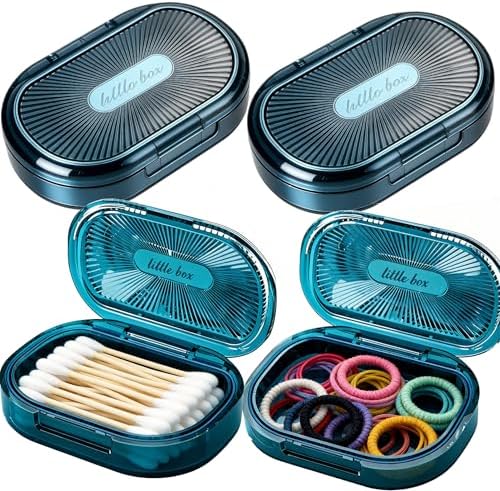 Travel Qtip Holder with Lid,4 Pcs Portable Swab Container,Blue by ESEHGS