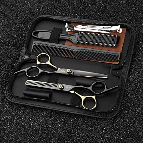 Hair Cutting Scissors Kit, Fcysy Professional Barber Shears Set with Hair Scissors Thinning Shears, Tijeras para Cortar Cabello Haircutting Sheers Hair Cut Blending Salon Scissor for Men Women Pet - Image 5