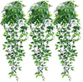 LOYWREE 3 Pack Small Artificial Hanging Mandala Plant with Pot Faux Plants Indoor Fake Small Potted Plant 28.7-In Long Faux Vine Shelf Decor Ideal for Indoor Outdoor Home Office Decoration (Black Pot) by LOYWREE
