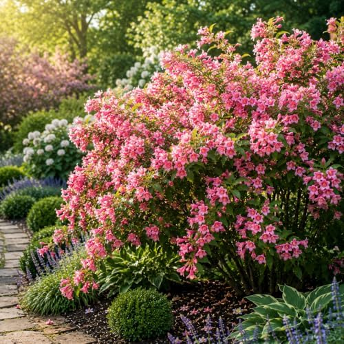 Pink Weigela Live Plant, 4" Pot, Vigorous Flowering Shrub for Pollinator Gardens and Yards by GINGERGLOW