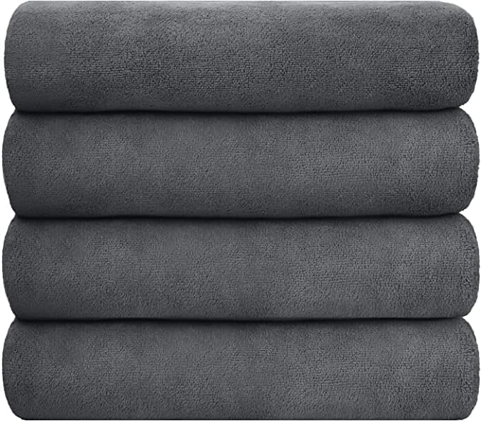 JML Microfiber Bath Towel Set, 27" x 55", 4 Pack, Grey - Image 2