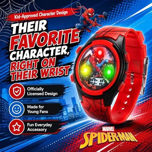 Marvel Spider-Man Kids Watches – Digital Display, Interactive Features, Adjustable Strap, Vibrant Spider-Man Graphics, Durable for Active Kids - Image 4