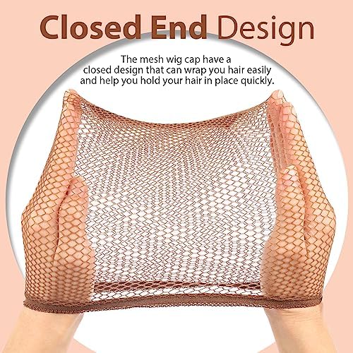 Fandamei Wig Cap, 6PCS Wig Caps for Women Kids Brown, Mesh Wig Cap Net, Closed End Hair Nets, Nylon Hair Net for Wigs for Halloween Rave Party Cosplay - Image 3