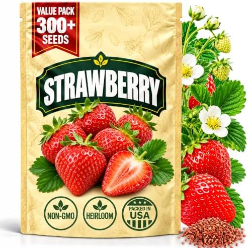 Rare Strawberry Seeds for Planting – 300 Non-GMO Heirloom Seeds, Hydroponic & Soil Growing, Indoor Outdoor Gardening, Containers and Raised Beds - Extra Big, Juicy, Sweet Strawberries by WilyFox