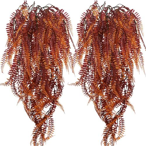 2-Pack Fake Hanging Plants, Faux Hanging Plant Artificial Greenery for Living Room Bedroom Boho Wall Shelf Indoor Outdoor Decor (Red Coreopsis) by Unknown