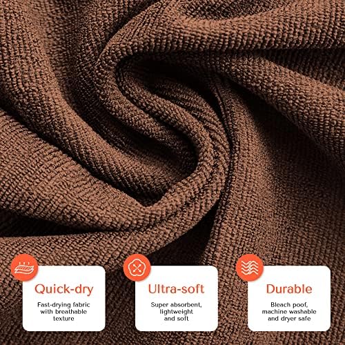 TASALON Microfiber Salon Hair Towels 10 Pack, 29" x 16" Ultra-Soft - Brown - Image 3
