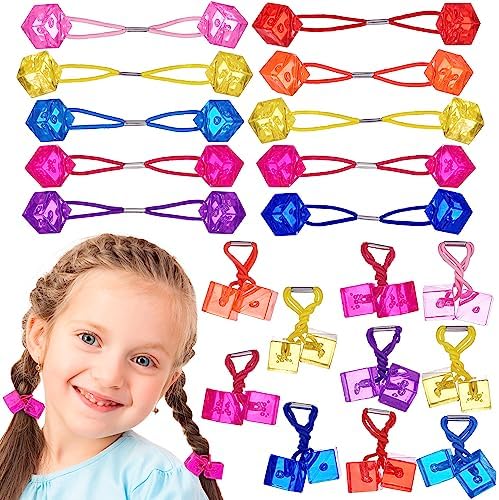 20pc Cube Ponytailers Assorted Ponytail Cubes Twin Bead Hair-Value-Fun by Expressions
