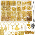 259 Pcs Hair Jewelry for Braids,Gold Hair Accessories for Women,Loc Jewelry for Hair Dreadlock Metal Hair Charms Braids Rings Cuffs Clips for Dreadlock Accessories Extensions Decorations Gold by TEBIEKOY
