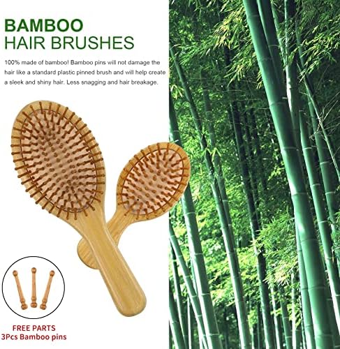 MRD Hair Brush Set, Natural Bamboo Comb Paddle Detangling Hairbrush, Wide-tooth and tail comb No Bristle, suit for Women Men and Kids Thick/Thin/Curly/Dry Hair Gift kit - Image 3
