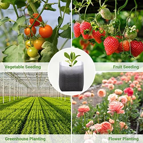 GREANER Fabric Seedling Plant Grow Bags, 200 PCS Non-Woven Plant Nursery, 9.8x11 inches Biodegradable Plant Starter Bags for Tree, Flower, Vegetable, Fruit, Saplings, Home Garden Supply - Image 6