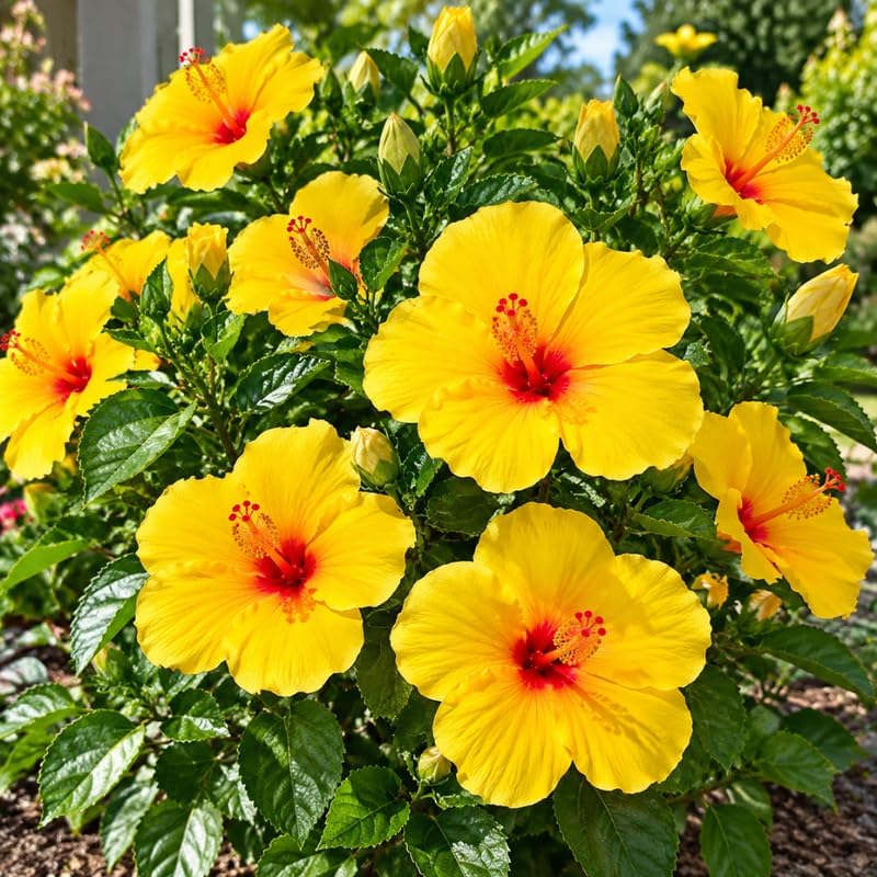 3 Hardy Hibiscus Live Plants, Flowering Shrub, Yellow Blooms, 4-7" - Image 4