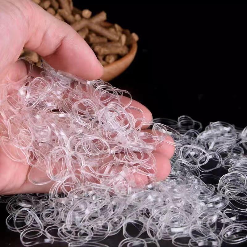 Elastic Hair Rubber Bands, 2000 PCS Soft Ponytail Elastics Holders Small Hair Ties for Blond Kids Baby Girls Toddler Infants Hair No Crease Damage No Hurt Thin Easy to dismantle Mini TPU Tie (Clear) - Image 3