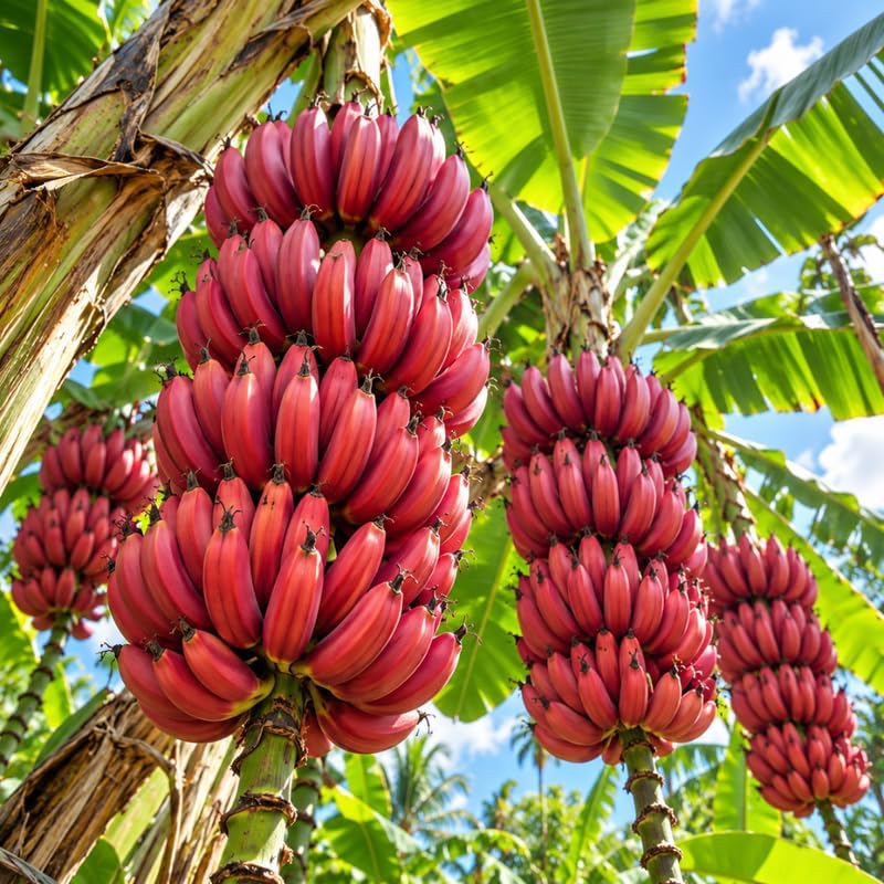 Dwarf Banana Tree, Musa Red Cuban Banana Plant Live, 1 Starter Plant - Image 2