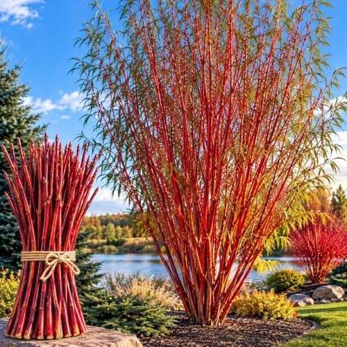 Red Flame Willow Cuttings for Planting - Fast Growing Live Willow Tree Starts, Brilliant Red Branches, Ornamental Privacy Screen, Windbreak and Landscape Trees, 25 Cuttings - Image 3