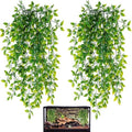 HERCOCCI Reptile Plants, 2 Pack Terrarium Hanging Plants Vines Artificial Leaves Habitat Decorations with Suction Cup for Bearded Dragon Hermit Crab Lizard Snake Geckos Chameleon by HERCOCCI