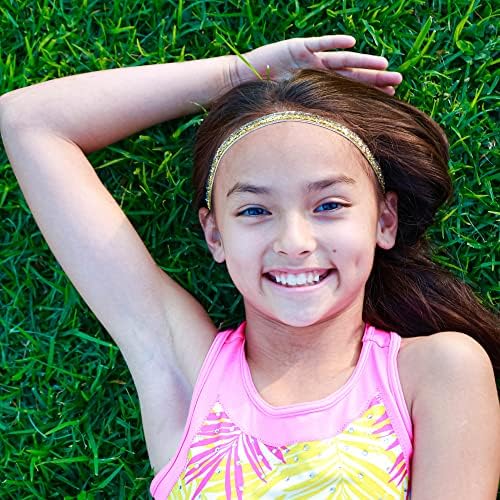 FROG SAC 6 Glitter Headbands for Girls, Adjustable Non Slip Thin Elastic Hair Bands for Kids, Stretch Heart Zig Zag Girl Hair Accessories, Sparkly Headband, Head Band Hairband (Multicolor 3, Kids) - Image 3