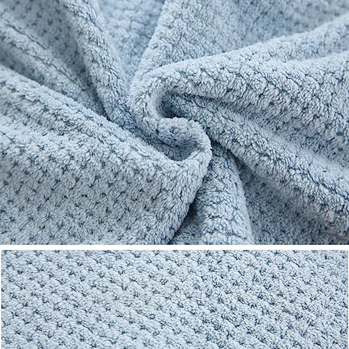 M-bestl 2 Pack Absorbent Microfiber Hair Towel Wrap,Anti-frizz Hair Drying Towel with Button to Dry Hair Quickly,25.6X9.8 inch (Gray&Blue) - Image 5