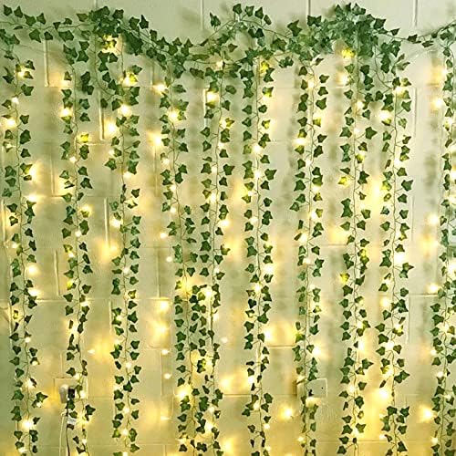 12 Packs Artificial Ivy, 84FT Garland Hanging Plants Fake Vines with 200 LED String Light for Bedroom Wedding Party Garden Wall Room Home Decor by SpecializedinScrapingandPlasteringTool