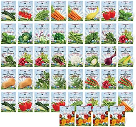 The Old Farmer's Almanac Heirloom Vegetable & Herb Seed Variety Pack - 44 Packets - Non-GMO, Open Pollinated, Heirloom by Unknown
