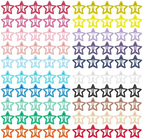 ECADY 100-Piece Metal Snap Hair Clips for Girls, Toddlers, and Kids - Perfect for Fine Hair, Thick Hair, and More - Featuring Fun Star Designs by ECADY