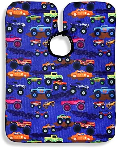 Monster Truck Barber Cape - Toddler Little Kids Size For Hair Cutting - Image 2