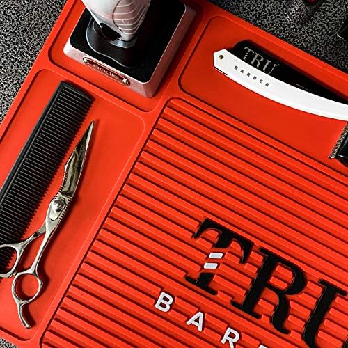 TRU BARBER Organizer Mat 18" X 13" (RED) Flexible PVC Station Mat, Salon Barbershop Work Station Pads, Beauty Salon Tools, Counter mat for Clippers, Anti Slip - Image 4