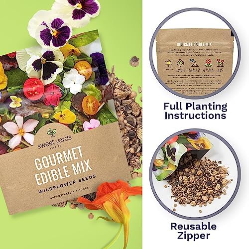Wildflower Seeds Edible Flowers Mix - 1 Ounce Over 7,000 Open Pollinated Annual and Perennial Seeds - Image 5