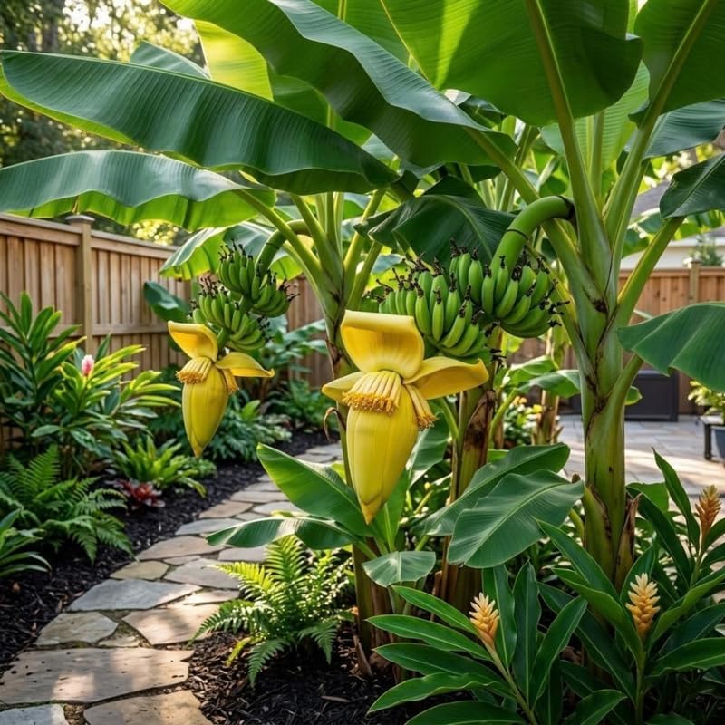 Basjoo Banana Tree Live Plant, Edible Fruit, 4-6" Tall - Image 6