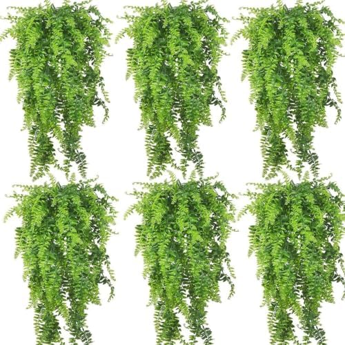 PINVNBY Reptile Plants Hanging Fake Vines Boston Climbing Terrarium Plant with Suction Cup for Bearded Dragons Lizards Geckos Snake Pets Hermit Crab and Tank Habitat Decorations (6 Pack) by PINVNBY