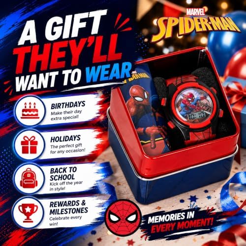 Marvel Spider-Man Kids Watches – Digital Display, Interactive Features, Adjustable Strap, Vibrant Spider-Man Graphics, Durable for Active Kids - Image 6