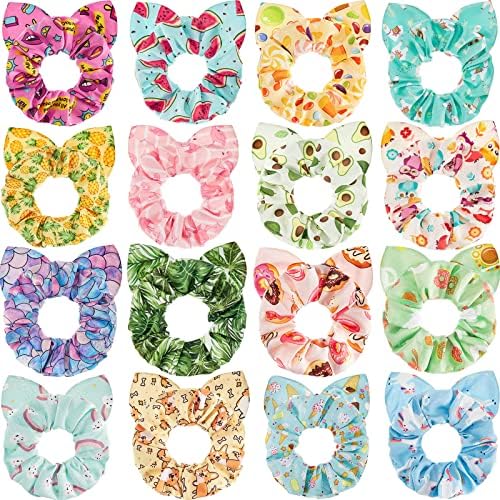 WILLBOND 16 Pcs Girls Hair Scrunchies Kawaii Print Ties,Lovely Style by Willbond+Technology+Limited