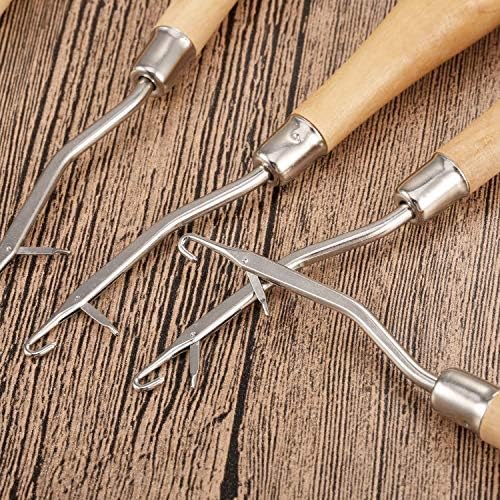 2 Pieces 6.3 Inch Wooden Bent Latch Hook Crochet Needle, Knitting Tool for Rug Making and Art Crafts - Image 6