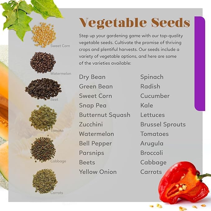 Ark Seed Kits-Organic 30 Heirloom Varieties, Over 10,000 Non-GMO Seeds Including Zucchini, Watermelon, Bell Pepper & More–Grow Assorted Fruits, Vegetables, & Herbs for a Thriving Home Garden - Image 3