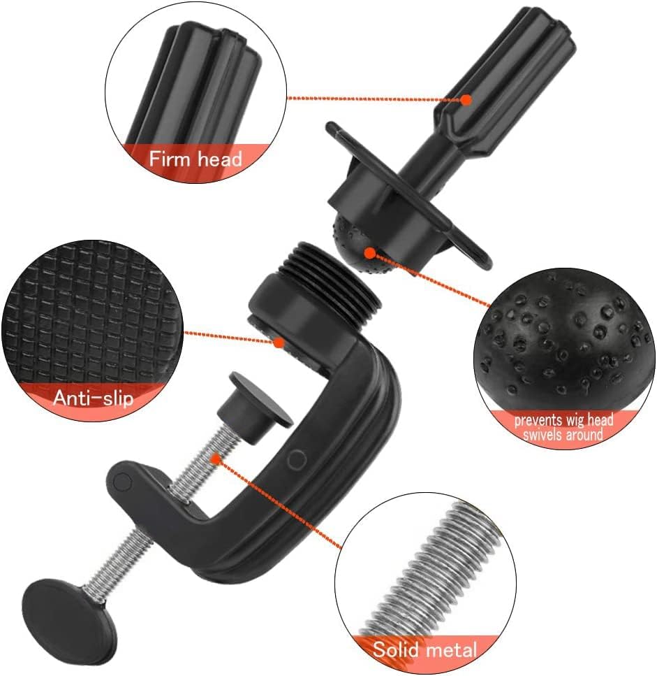 Teenitor Wig Mannequin Head Stand, 2 Pack Cosmetology Manikin Stand Mannequin Head Holder Clamp Black Wig Stand Holder - Image 3
