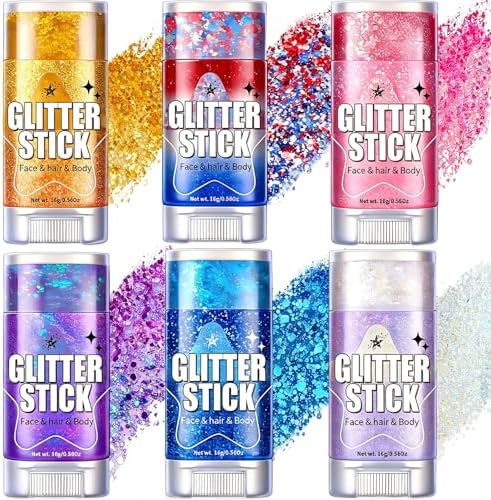 AROIC 6Pcs Body Glitter Stick, Sparkly Mermaid Face Glitter Makeup for Kids by AROIC