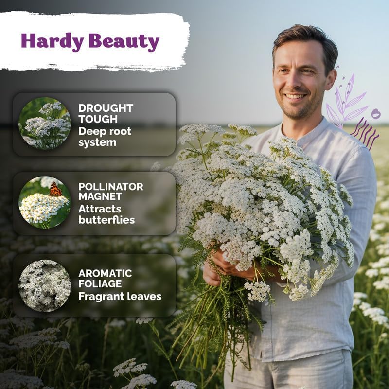 14,000 White Yarrow Heirloom Perennial Flower Seeds, Achillea Millefolium - Image 4