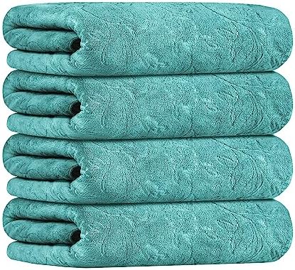 JML Microfiber Bath Towels, 30" x 60", 4 Pack, Green-Floral - Image 2